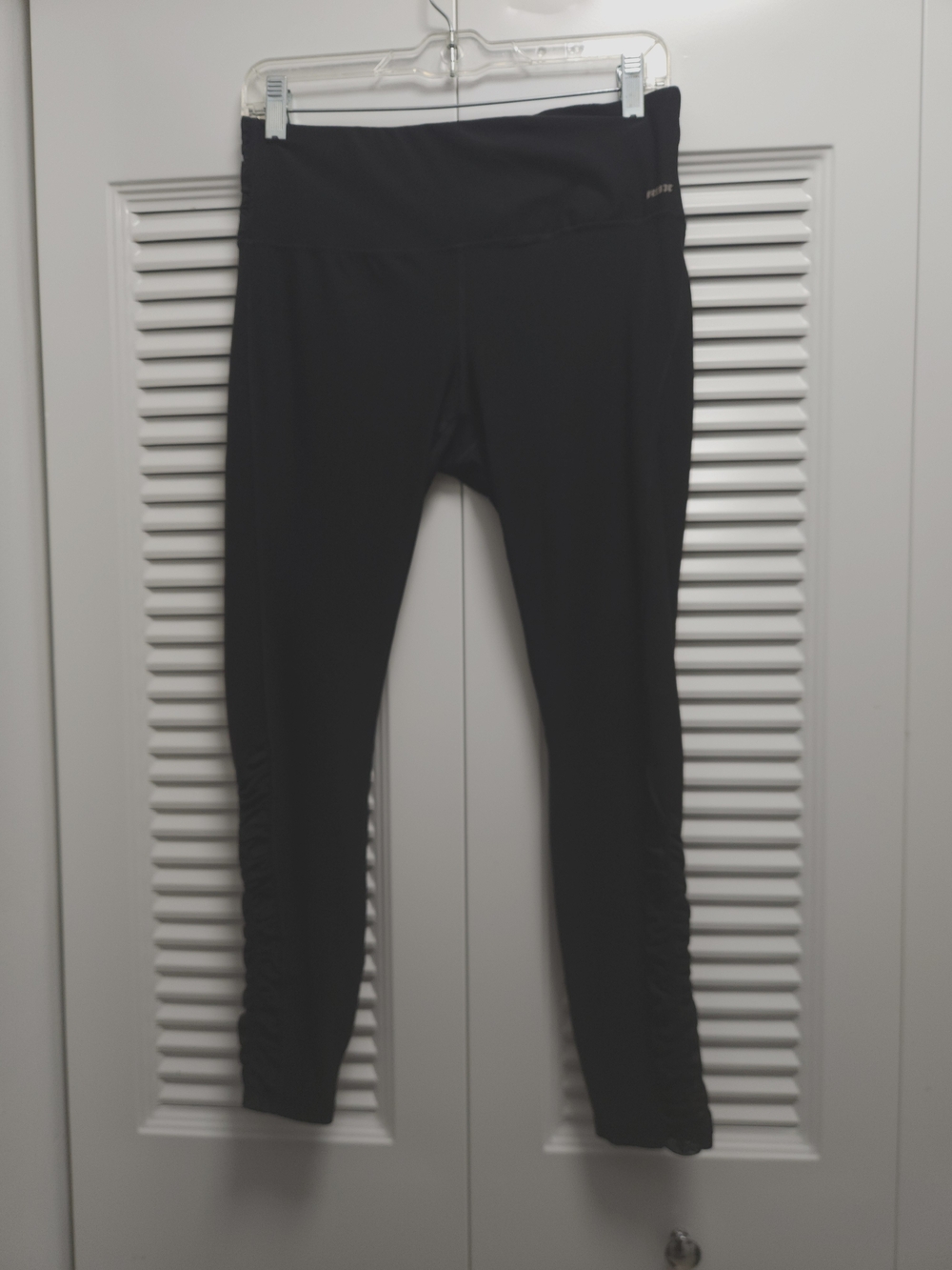 RBX Women's Black High-Rise Ruched Ankle Performance Leggings Large